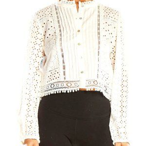 Zara Eyelet Cropped Blouse - XL - NWT